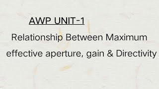 Relationship Between Ae G D AWP UNIT1 [upl. by Aicerg]