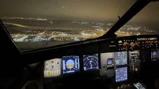 4K Airbus A321 night approach and landing from captain’s seat All instruments in sight Happy NY [upl. by Signe397]