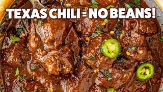 TexasStyle Chili Recipe  All Meat No Beans [upl. by Llerraj]