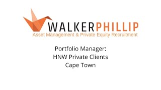 Portfolio Manager HNW Private Clients [upl. by Fang]