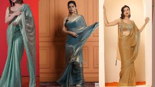 plain Satin silk saree collection ideas Simple Plain saree ideas [upl. by Sherline195]