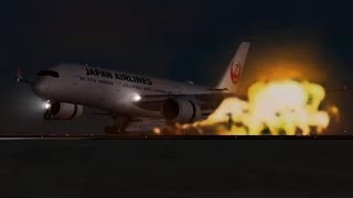 Japan Airlines Flight 516Japan Coast Guard JA722A  Crash Animation 2 [upl. by Brynna319]