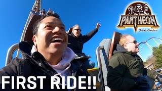 Our First Ride on Pantheon  Reverse POV amp Reaction  Busch Gardens Williamsburg [upl. by Charity]