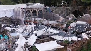 Aerial footage shows extent of damage in Italy’s stormhit Rapallo [upl. by Adnic]