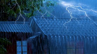 Restful Sleep with Heavy Rain amp Ruinous Thunder Sounds on Metal Roof of Your House at Night [upl. by Nnalyrehs]