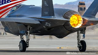 Amazing Back View at Afterburner TakeOff  F35A F15E F16 and EA18G [upl. by Seravart676]