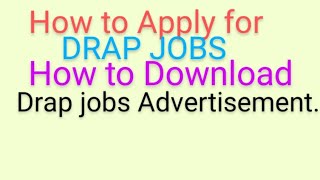 How to Apply amp How to Download DRAP Jobs Advertisement for Assistant Director Technical RO12 [upl. by Niret]