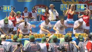 Chestnut wins Nathans hot dog eating contest [upl. by Kcirddehs]