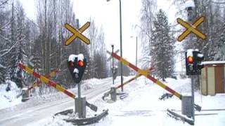 Finnish freight train 3365 passed Eerola level crossing [upl. by Adnohsad]