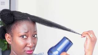 How To  Blow Dry Natural Hair Without Comb Attachment  4c thinfine hair  Adede [upl. by Dessma282]