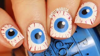 Halloween Nail Art Design Tutorial Creepy Eyes  KELLI MARISSA [upl. by Chinua]