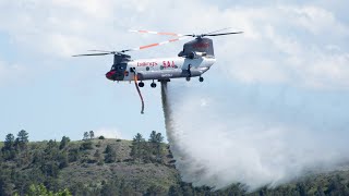 BFS Chinook WATERBOMBING A Billings Flying Service CH47D Chinook practicing for fire season [upl. by O'Donoghue]