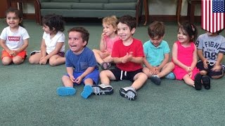 Contagious laugh viral video hysterical boy can’t stop laughing during music class TomoNews [upl. by Ahsap]