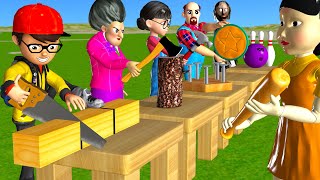 Scary Teacher 3D vs Squid Game Wooden Door Water Sprayer 5 Times Challenge Miss T vs Granny Loser [upl. by Grane222]