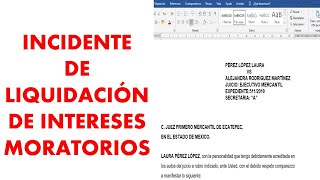 INCIDENTE DE LIQUIDACIÓN DE INTERESES MORATORIOS  FORMATO EXPLICADO [upl. by Nosaes]