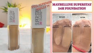 MAYBELLINE SUPERSTAY 24 HOUR FULL COVERAGE FOUNDATION  REVIEW amp SWATCHES [upl. by Ellene]