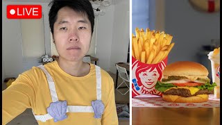 🔴LIVE  going to Wendys for their Spongebob Krabby Patty burger [upl. by Akiwak]