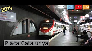 Rodalies Barcelona Plaça Catalunya R1  R3  R4  R12 Renfe 447  Civia 2014 [upl. by Griffie]