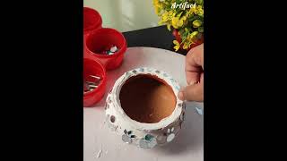 MOSAIC ART II POT DECORATION II HOME DECOR II CRAFT II TUTORIAL II [upl. by Lubet]