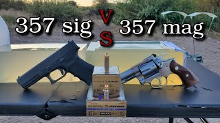 357 sig VS 357 Magnum Federal HST Ballistics Gel Test [upl. by Nosdivad]