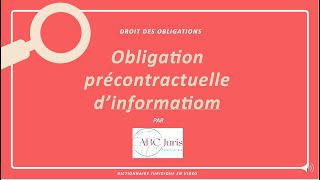 OBLIGATION PRECONTRACTUELLE DINFORMATION contrat 🔤 [upl. by Ellehcar]