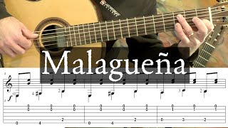 MALAGUENA  Full Tutorial with TAB  Fingerstyle Guitar [upl. by Aric]