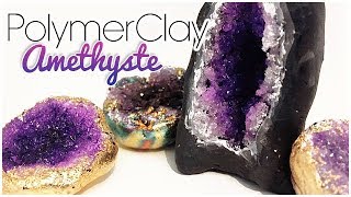 TUTO FIMO Imitation Améthyste  POLYMERCLAY TUTORIAL  AMETHISTE GEODE IMITATION [upl. by Ettessil]