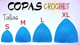 Como Tejer Copas a Crochet Todas las Tallas Fácil y Rápido  Paso a Paso 🔴 [upl. by Lacim]