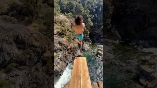 72ft Double Gainer off a Plank cliffjumping shorts [upl. by Einner386]