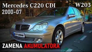 Mercedes C220 CDI 200105 W203  Zamena Akumulatora [upl. by Raseta]