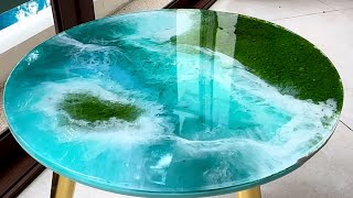 Resin Art Tutorial  Amazing sea table with epoxy resin waves [upl. by Readus]