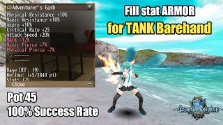 How to fill stat ARMOR for Tank Barehand on Adventurers Garb low Pot  Toram Online [upl. by Arinay]