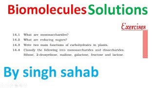 12th Biomolecules solution NCERT Organic Chemistry class 12 chapter 14 JEE NEET by singh sahab [upl. by Akenn]