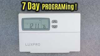 LUX Pro PCP511LC  7 Day Programming  Programmable Thermostat TX1500E [upl. by Enal]