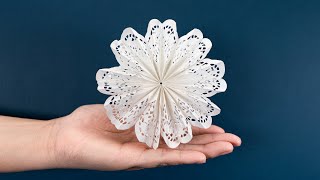 3D Snowflake from Doily  Christmas Crafts  Paper Snowflakes Decorations [upl. by Otilopih]