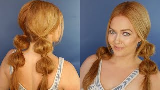 Bubble Braid Pigtails Hair Tutorial  How To Use Hair Extensions In Double Ponytails  Braids [upl. by Etteraj]