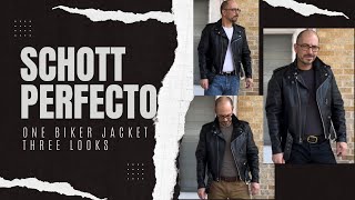 Schott Perfecto One Biker Jacket Three Looks  Outfit Ideas for Your Leather Jacket [upl. by Nwad146]