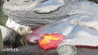 How Geologists Collect Lava Samples From Volcanoes [upl. by Arihsaj]