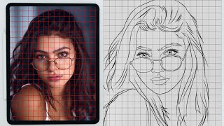 HOW TO DRAW OUTLINE OF FACE BY GRID METHOD  HOW TO DRAW PERFECT FACE OUTLINE [upl. by Daughtry]