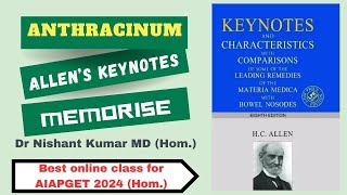 Memorise Anthracinum l Allens key note l Homoeopathy l Aiapget l aiapget bhms aiapget2024 [upl. by Auqinehs]