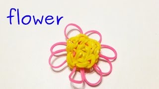 Rainbow loom Flower charm  Loom bands how to [upl. by Norwood]