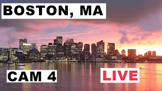 Boston Skyline  Live Camera  Relaxing Jazz Music [upl. by Serle]