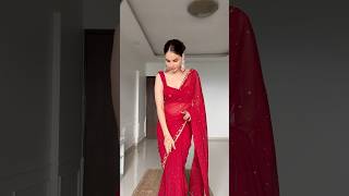 Red saree ❤️ saree weddingoutfit [upl. by Rodman]