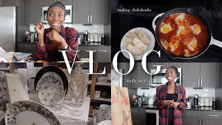 vlog  trader joes haul williams sonoma making shakshouka invisalign chat whats new at target [upl. by Ymac255]