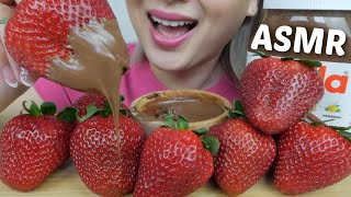 GIANT Juicy Strawberries with Nutella No Talking Soft Crunchy Eating Sounds  NE Lets Eat [upl. by Dust]