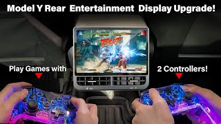 New Model Y Rear Entertainment Display Upgrade  Play with 2 Game Pads at the same time tesla [upl. by Einobe]