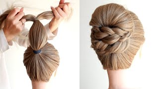 😱 Braided High Bun 😱 Wedding Prom Updo Hair Tutorial by Another Braid shorts [upl. by Nylasej]