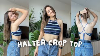 ❤️‍🔥 HALTER CROCHET CROP TOP  beginner friendly pattern [upl. by Frankel536]