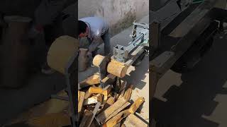 The process of splitting logs horizontally Good tools and machinery make work easy [upl. by Barbee786]