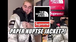 Supreme X TNF Paper Nuptse Jacket Is That True [upl. by Nilyac585]